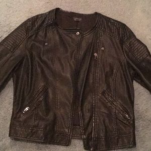 Faux leather moto jacket